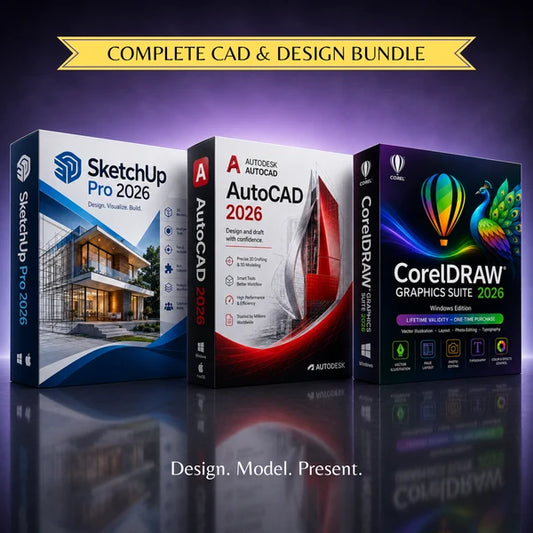 Complete CAD & Design Bundle | SketchUp Pro 2026 + AutoCAD 2026 + CorelDRAW 2026 | Lifetime License