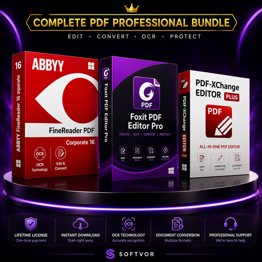 Complete PDF Professional Bundle | ABBYY FineReader + Foxit PDF Editor + PDF-XChange Editor | Lifetime License