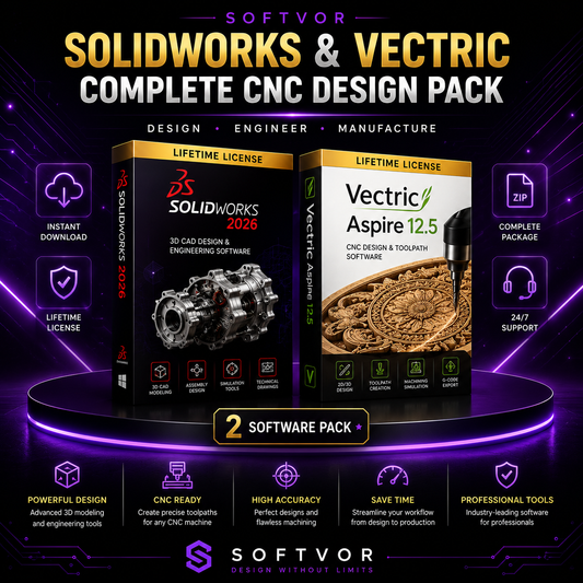 SOLIDWORKS 2026 + Vectric Aspire 12.5 Software Pack | Lifetime Access - Instant Download